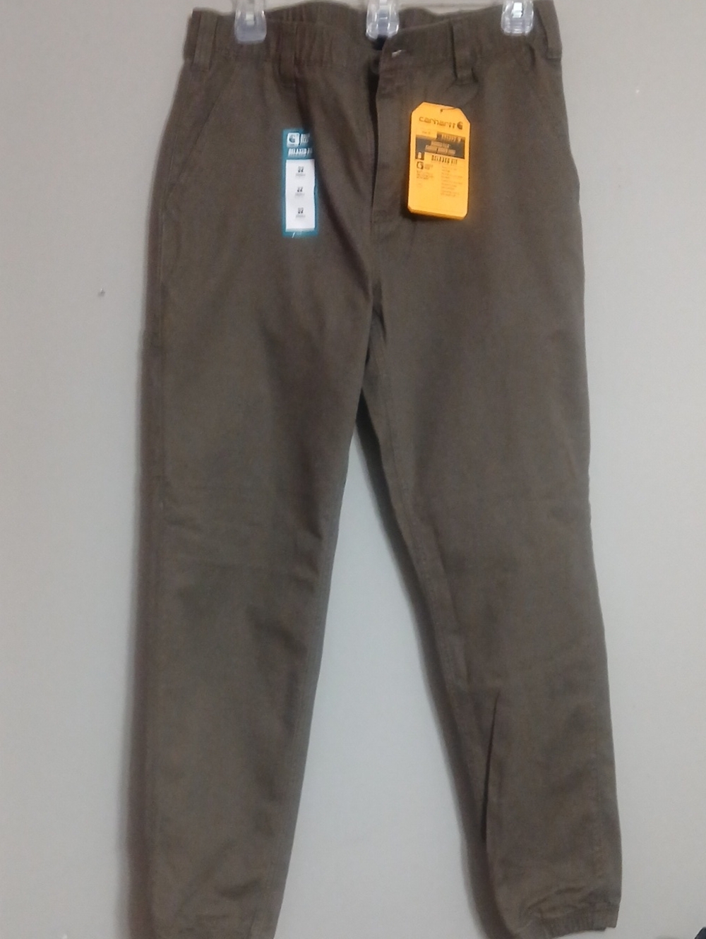 Carhartt Men's Olive Brown Elastic Waist Chinos